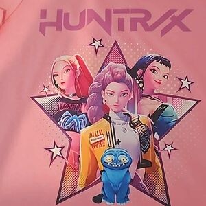 Pink Graphic Tee with Anime Characters